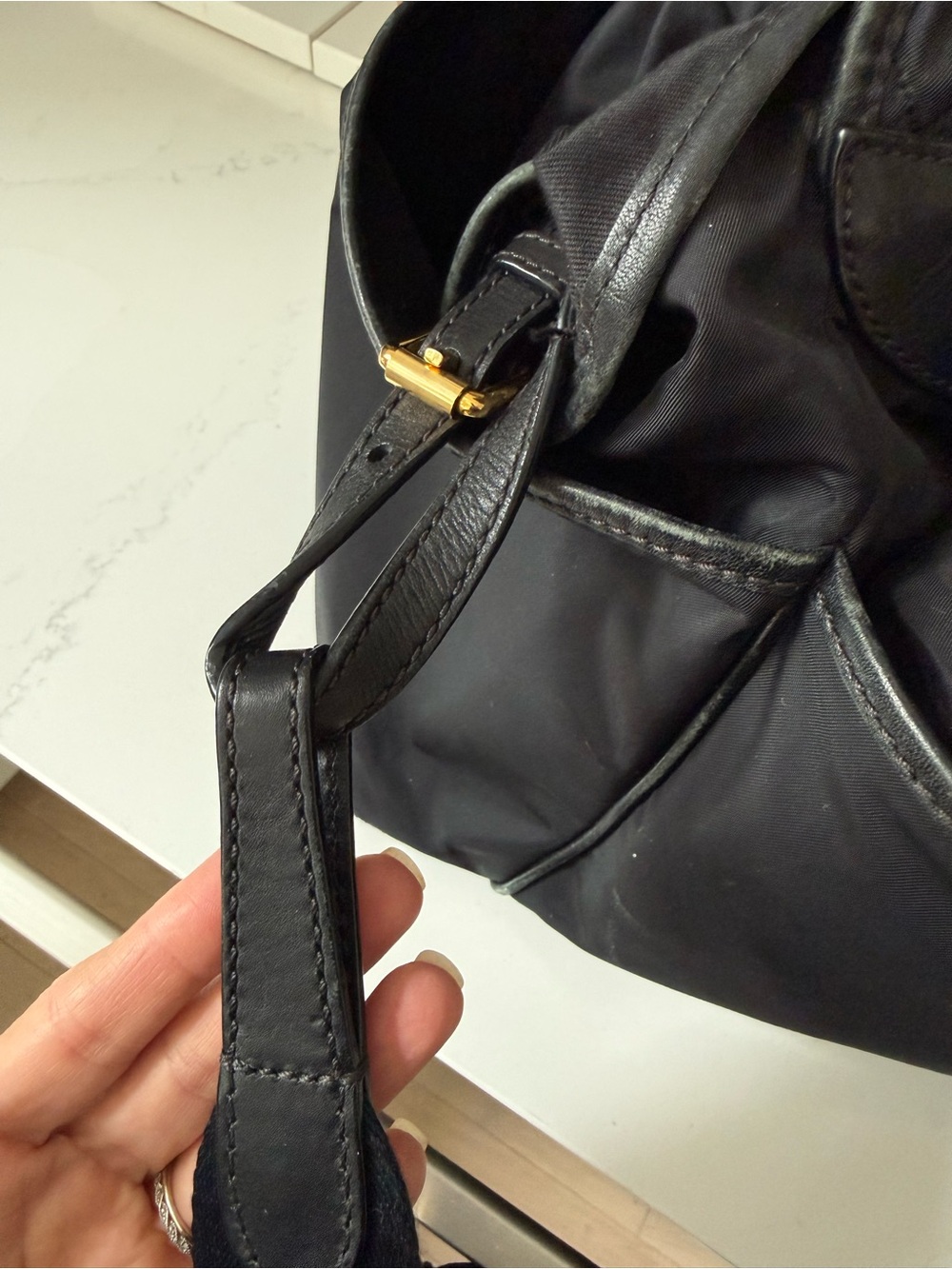 Burberry Black Quilted Nylon Baby Bag with Gold Hardware - Picture 13 of 16